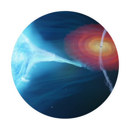 The strong stellar wind from the supergiant star pushes the jets launched by the black hole away from the star. Credit: International Centre for Radio Astronomy Research