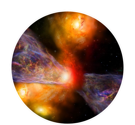 An artist’s impression of the galaxy CRISTAL-02, with a huge plume of cold gas extending away from it. This plume is almost as long as the galaxy itself, which is a telltale sign that gas is being driven out of the galaxy. Credit Joshua Worth via Creative Commons CC-BY license
