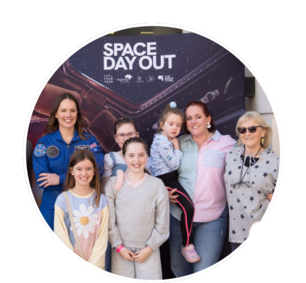  Australian astronaut Katherine Bennell-Pegg along with visitors from Space Day Out