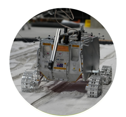 a new Roo-ver prototype through its paces in one of the most realistic lunar environments at Adelaide University's EXTERRES CRATER Facility, 