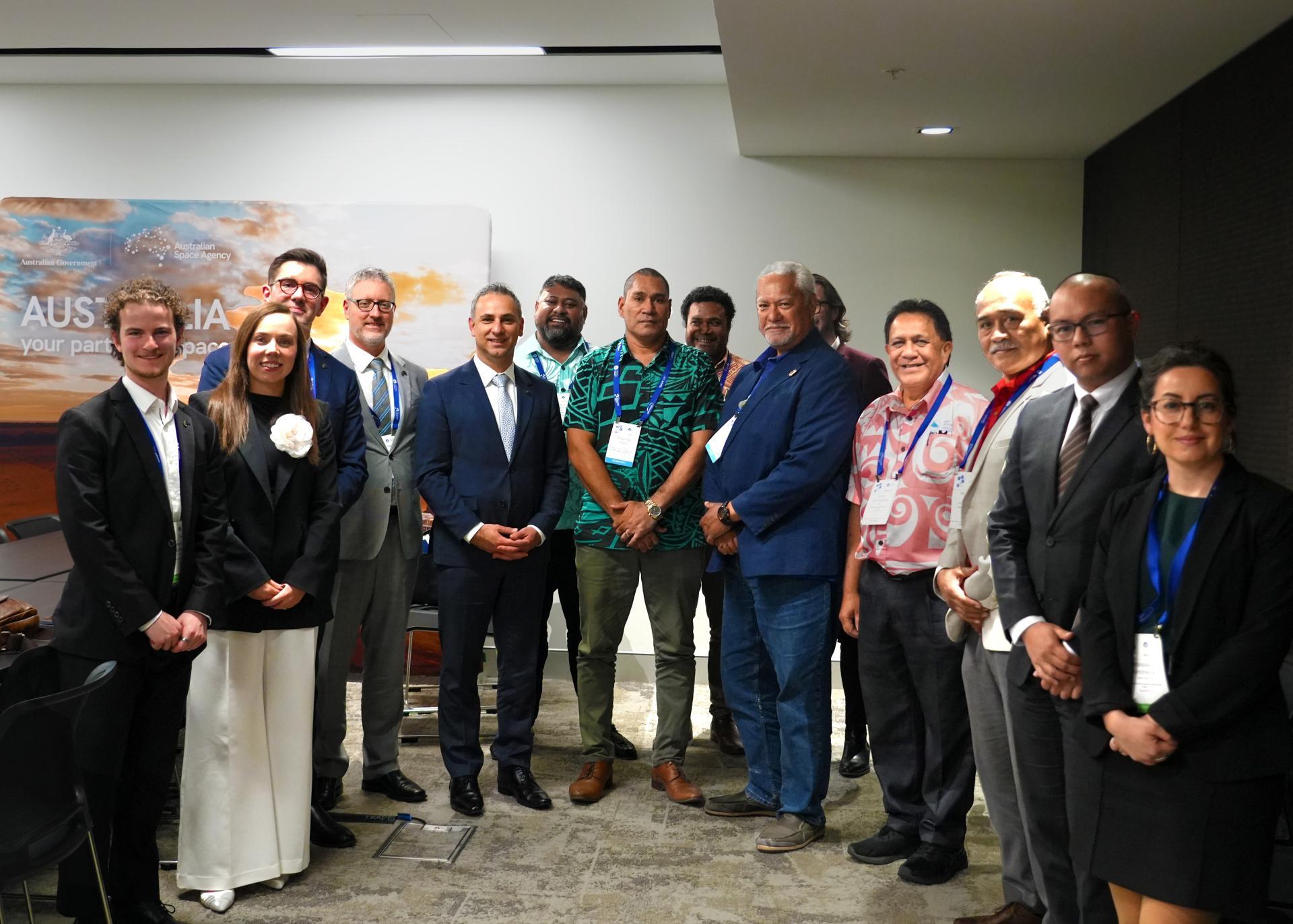 Head of the Australian Space Agency Enrico Palermo along with members from a Pacific region delegation.