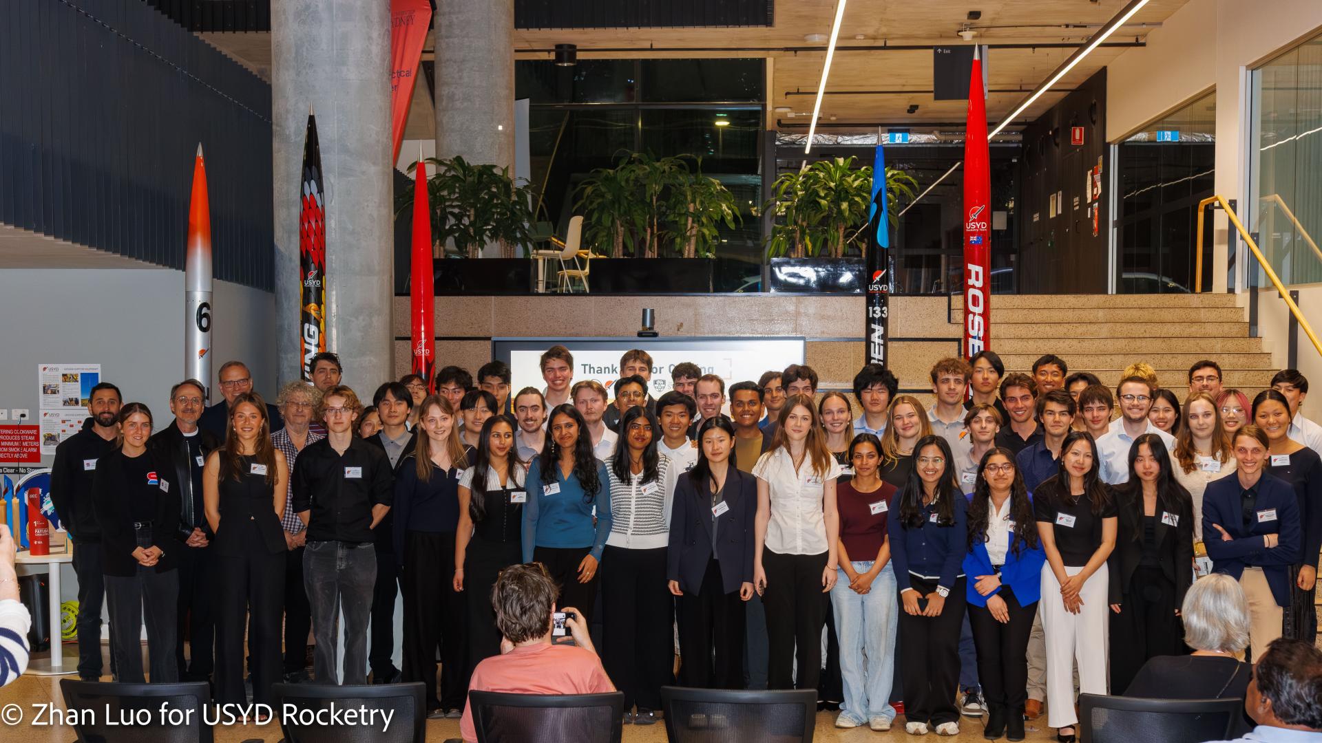 USYD Rocketry Team and industry sponsors with some of the team’s high-power rocket projects. Credit - Zhan Luo, USYD Rocketry Team